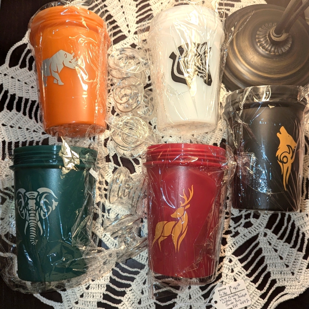 Set of Six Animal Print Tumblers For Nutrional Shakes